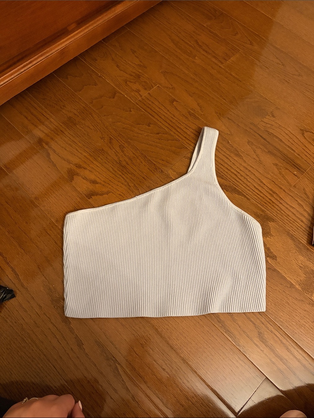 Aritzia One-Shoulder Ribbed Crop Top in Cream